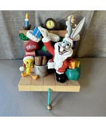 Looney Tunes Stocking Hanger Holder Bugs Bunny Santa Tweety 1996 Christmas - $27.15 CAD
