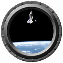 The Shuttle Over the Earth - Porthole Wall Decal - $14.00