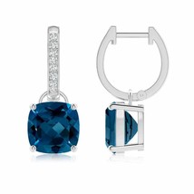 Authenticity Guarantee 
London Blue Topaz Drop, Hoops Earrings with Diamond i... - £1,064.09 GBP