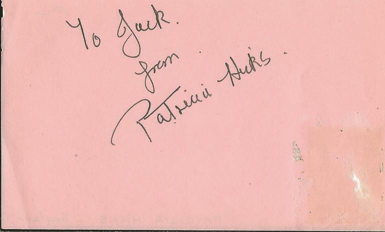 Primary image for Patricia Hicks Signed Vintage 3x5 Index Card JSA A Midsummer Night's Dream
