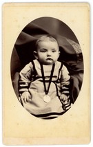 CIRCA 1880&#39;S CDV Adorable Infant Baby With Medallion G.N. Granniss Waterbury CT - £7.46 GBP