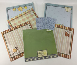 Scrapbook Lot Baby Boy 12 Premade 12x12 Pages 6 Page Protectors 3D Stickers #1 - £19.94 GBP