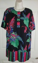 Saint Tropez West Dress Multicolor Floral Short Sleeve Pullover Tunic Top Size 4 - £7.42 GBP