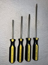 Vintage Lot of 4 STANLEY Black &amp; Yellow Slotted &amp; Phillips Screwdriver #... - $13.86