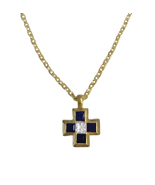 Tiffany &amp; Co. 18k Yellow Gold Sapphire &amp; Diamond Mini Cross Pendant - £1,081.74 GBP