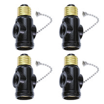 4 Light Bulb Socket 2 Outlets Splitter Switch Light Holder Adapter Pull Chain - £24.67 GBP