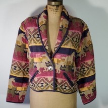 New Identity Size L Blanket Jacket Blazer Horses Pony Tapestry Pink 100%... - £41.03 GBP