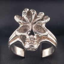 Men&#39;s Biker Skull w/Claws Sterling Silver Ring Size 11.25 - £66.19 GBP