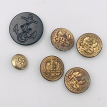Six (6) Vintage US Military Navy Gold &amp; Black Tone Buttons  - £11.15 GBP