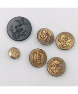 Six (6) Vintage US Military Navy Gold &amp; Black Tone Buttons  - £11.01 GBP