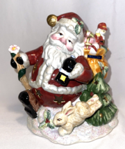 Santa Claus Figurine Candle Holder Tea Lite Christmas Toys Figurines Ceramic 5 &quot; - £11.79 GBP