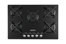 ABBA CG-501-V5C - 30" Gas Cooktop w/ 5 Burners, Tempered glass surface - Black