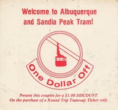 Vintage Sandia Peak Tramway Ticket Coupon 3.75 x 3.75 inches Unknown Decade - £9.68 GBP