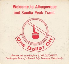 Vintage Sandia Peak Tramway Ticket Coupon 3.75 x 3.75 inches Unknown Decade - £9.36 GBP