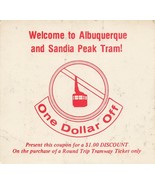 Vintage Sandia Peak Tramway Ticket Coupon 3.75 x 3.75 inches Unknown Decade - £9.77 GBP