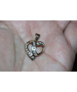 14K Yellow Gold Cubic Zirconia Crossover Open Heart Pendant Charm - $306.43 CAD