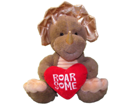 Mty Dinosaur Plush Valentine 11" Roar Some Red Heart Stuffed Animal Brown Gold - $13.50