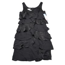 London Times Dress Womens 10 Black Ruffle Sleeveless Layer Zip Ruffle Su... - $25.62