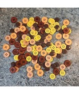 131 Assorted Acrylic Buttons Yellow, Brown, Rust and Melon Orange Crafts... - $6.79