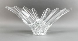 Vannes Crystal France Art Glass Winged Wave Centerpiece Vase Bowl Sculpt... - £266.82 GBP
