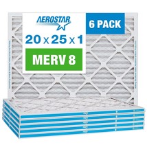 Aerostar 20X25X1 Merv 8 Pleated Air Filter, Ac Furnace Air Filter,, Pack Of 6 - $64.97