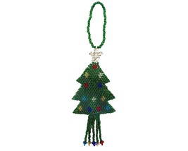 Beaded Christmas Tree Ornament Mini Hanging Figurine Seasonal Xmas Decoration Ha - £14.85 GBP