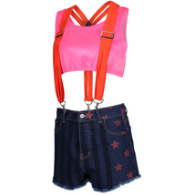 Birds of Prey Harley Quinn Costume Cosplay Suspenders Shorts Pink Top Ha... - £7.18 GBP+