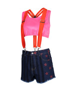 Birds of Prey Harley Quinn Costume Cosplay Suspenders Shorts Pink Top Ha... - £7.17 GBP+