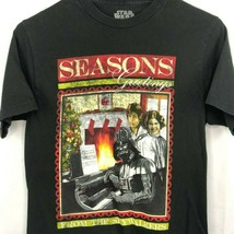 Star Wars Seasons Greetings Vader Skywalkers Piano Fire T-Shirt Small Christmas - £14.58 GBP
