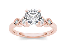 14K Rose Gold 1ct TDW Diamond Heart Side Stone Engagement Ring - £2,805.62 GBP