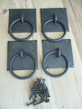 4 Hand Forged Chest Handles Pulls Grasp Ring Handle Iron 3 1/8&quot; Primitiv... - $29.99