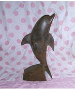 Wood Sculpture Carving~MEXICO~Breaching Dolphin~Statue 10 1/2&quot; Tall~VINTAGE - $49.03 CAD