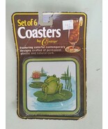 Frog Lily Pad Set of 6 Coasters by Conimar Retro 70s Mod 80s - $15.00