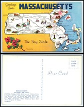 Massachusetts Postcard - Tourist Map &quot;2&quot; H7 - £2.32 GBP