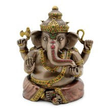Sitting Ganesha Statue 4.5&quot; Hindu Elephant God HIGH QUALITY Bronze Resin Ganesh - £23.93 GBP