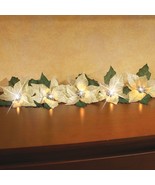 4-ft Lighted Cream Poinsettia Christmas Garland Mantel Door Stairs Holid... - $395.36 MXN
