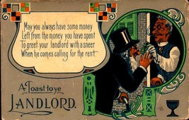 Vintage Toast Series Postcard - &quot;A Toast To Ye Landlord&quot; Poem Bkc - £3.89 GBP