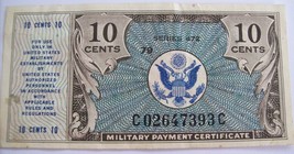 Military Payment Certificate~10 Cents~Series 472~Co2647393C~Crisp~Eccellent Cond - £27.37 GBP