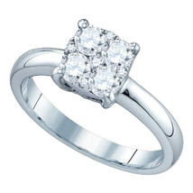 18k White Gold Round Diamond Cluster Bridal Wedding Engagement Ring 1/3 Ctw - £916.58 GBP