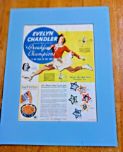 Vintage Skater Evelyn Chandler 1937 Wheaties Print Ad Matted - £21.48 GBP