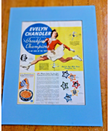 Vintage Skater Evelyn Chandler 1937 Wheaties Print Ad Matted - $21.00