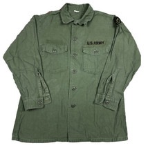 Vintage 70s Vietnam Era OG 107 US Army Sateen Cotton Fatigue Shirt Sz 16... - £41.25 GBP