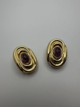 Vintage St John New York Gold Purple Accent Clip Earrings 2.8cm - $59.40