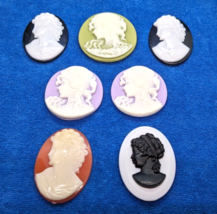 Vintage Cameos Lot of 7 Profiles Plastics Resin Fashion Jewelry Findings... - $11.50