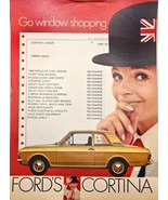 FORD&#39;S CORTINA - British Woman-Window Shopping-Amber Gold 1968 Print Ad - $312.47 MXN