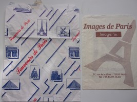 Vintage 2 Paper Shopping Bags Images de Paris &amp; Souvenirs de Paris - $1.99