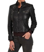 Women&#39;s Genuine Lambskin Real Leather Jacket Slim fit Biker Jacket For W... - £92.83 GBP