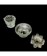 Vintage  Lot of 3 Crystal Clear Glass Small Candle Holders For Votives T... - $34.72 CAD