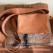 Vintage Volare Leather Messenger Purse Shoulder Bag Crossbody Tan Brown - £35.86 GBP