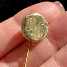 Vintage Etched FCY Initials Stick Pin Gold-Tone Lapel Hat Pin Pretty Gift - £7.86 GBP